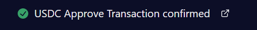 USDC approval transaction confirmed notification