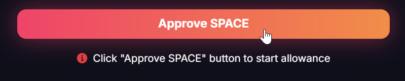 The Approve SPACE button in the SPACE Liquidity UI