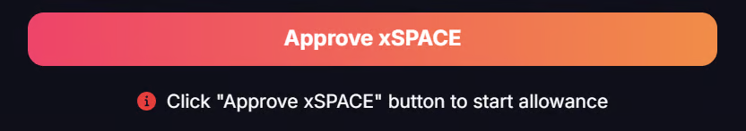 The Approve xSPACE button in the SPACE Liquidity UI