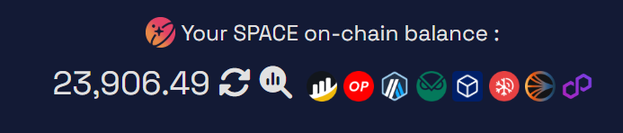 The synced on-chain SPACE balance