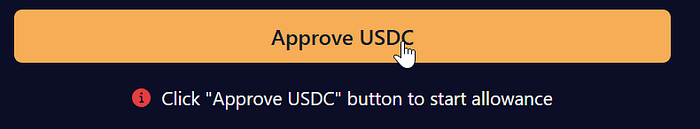 The Approve USDC button in the SPACE Liquidity UI