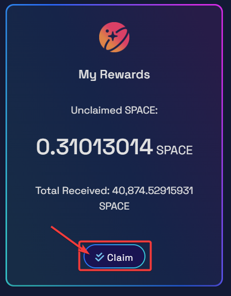 The Claim button on the staking pool page